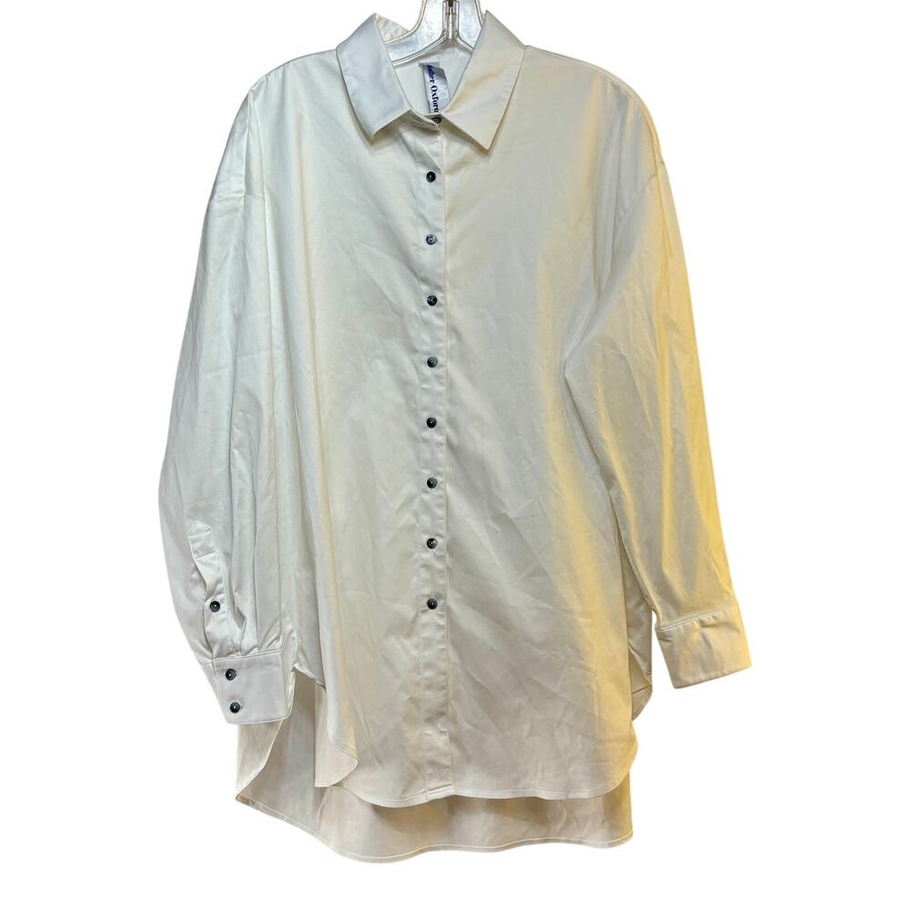 Mother Oxford White Button Front Mom Shirt Women's Sz 4 (x-large) 18-22 L/S